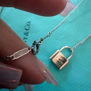 Tiffany & Co. Silver Mini Padlock Necklace signed